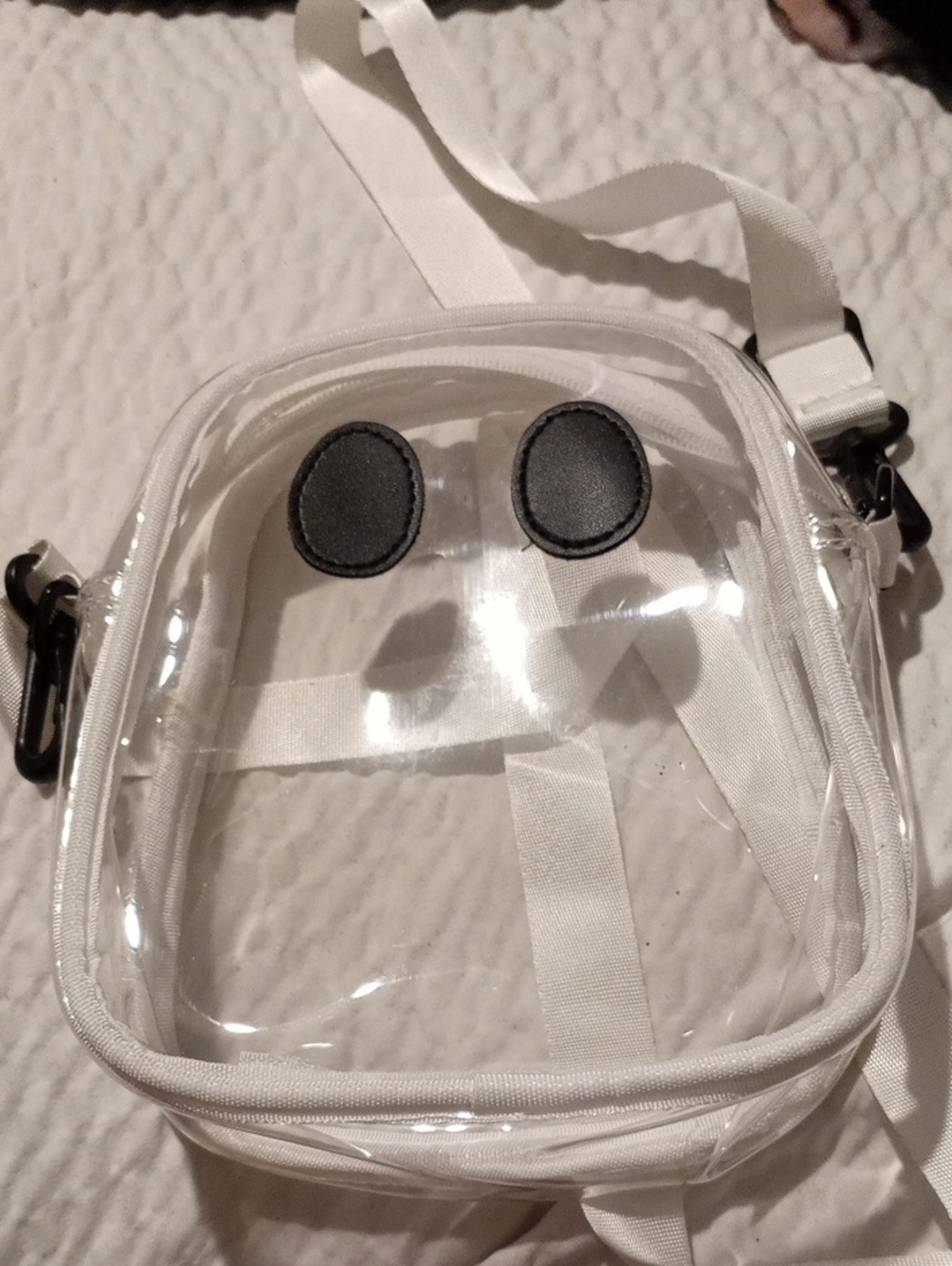 Clear White Crossbody Ghost Bag with Black Accents